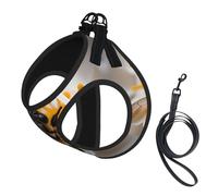 M Pet Leash Vest Dog Harness â€“ Small Sized Bee On Honeycomb Print Leash Set with Buckle, Canine Companion Outdoor dog walking