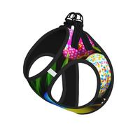 M Pet Leash Vest Dog Harness â€“ Small Sized Colorful Easter Eggs Print Leash Set with Buckle, Canine Companion Outdoor dog walking