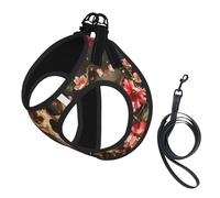 M Pet Leash Vest Dog Harness â€“ Small Sized Floral Skull Print Leash Set with Buckle, Canine Companion Outdoor dog walking