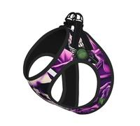 M Pet Leash Vest Dog Harness – Small Sized many Purple Rose Skull Print Leash Set with Buckle, Canine Companion Outdoor dog walking