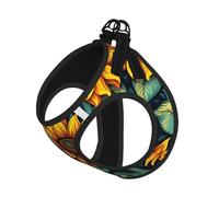 M Pet Leash Vest Dog Harness â€“ Small Sized Spring Sunflowers Retro Flowers Print Leash Set with Buckle, Canine Companion Outdoor dog walking