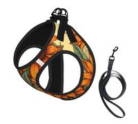 M Pet Leash Vest Dog Harness – Small Sized Spring Sunflowers Retro Flowers Print Leash Set with Buckle, Canine Companion Outdoor dog walking