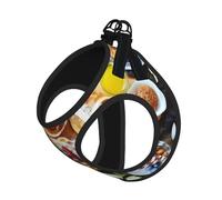 M Pet Leash Vest & Dog Harness - Small Sized Beautiful Breakfast Print Leash Set, Reflective, Adjustable for Cats & Dogs