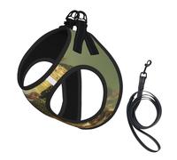 M Pet Leash Vest Dog Harness - Small Sized, Brook Trout Fly Fishing Print Adjustable for Outdoor Travel and Walking