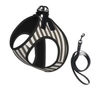 M Pet Leash Vest & Dog Harness - Small Sized Brown Stripe Print Leash Set, Reflective, Adjustable for Cats & Dogs
