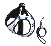 M Pet Leash Vest Dog Harness - Small Sized, Evil eyes Print Adjustable for Outdoor Travel and Walking