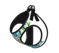 M Pet Leash Vest & Dog Harness - Small Sized Geometry Brain Image with Science Print Leash Set, Reflective, Adjustable for Cats & Dogs