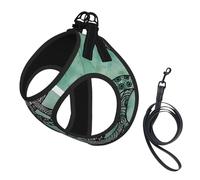 M Pet Leash Vest Dog Harness - Small Sized, Green Octopus Print Adjustable for Outdoor Travel and Walking