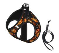 M Pet Leash Vest & Dog Harness - Small Sized Heaps of Orange Monarch Butterflies Print Leash Set with Buckle, Canine Companion Outdoor Travel