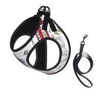 M Pet Leash Vest Dog Harness - Small Sized, I Love London Print Adjustable for Outdoor Travel and Walking