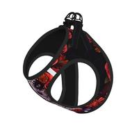 M Pet Leash Vest Dog Harness - Small Sized Leash Set, Day Of The Dead Sugar Roses Skull Print Puppy Breathable Mesh for Canine Companions