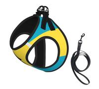 M Pet Leash Vest Dog Harness - Small Sized Leash Set, Flag of the Bahamas Print Puppy Breathable Mesh for Canine Companions