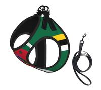 M Pet Leash Vest Dog Harness - Small Sized Leash Set, Flag of the Commonwealth of Dominica Print Puppy Breathable Mesh for Canine Companions