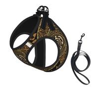 M Pet Leash Vest Dog Harness - Small Sized Leash Set, Hawaiian Tapa Honu Turtle Print Puppy Breathable Mesh for Canine Companions