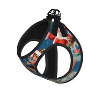 M Pet Leash Vest & Dog Harness - Small Sized Merry Christmas Print Leash Set, Reflective, Adjustable for Cats & Dogs