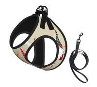 M Pet Leash Vest & Dog Harness - Small Sized Merry christmas Print Leash Set, Reflective, Adjustable for Cats & Dogs