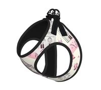 M Pet Leash Vest Dog Harness - Small Sized, Paris Eiffel Tower Flower Print Adjustable for Outdoor Travel and Walking