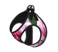 M Pet Leash Vest & Dog Harness - Small Sized Pink Rose Blossom Print Leash Set with Buckle, Canine Companion Outdoor Travel
