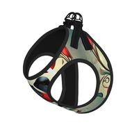 M Pet Leash Vest & Dog Harness - Small Sized Teal Birds Musical Note Print Leash Set with Buckle, Canine Companion Outdoor Travel