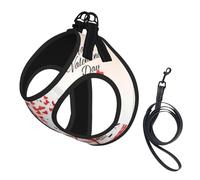 M Pet Leash Vest & Dog Harness - Small Sized Valentine's Day Bike Tree Red Heart Cycle Print Leash Set, Reflective, Adjustable for Cats & Dogs