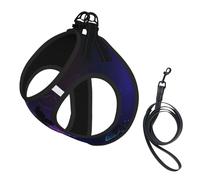 M Pet Leash Vest Dog Harness - Small Sized, White Purple Butterflies Print Adjustable for Outdoor Travel and Walking