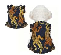 M Pet Sleeveless Gecko Lizards Print T-Shirt Skirt Clothes