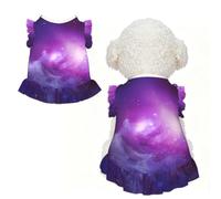 M Pet Sleeveless Purple&Blue Galaxy Print T-Shirt Skirt Clothes