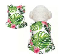 M Pet Sleeveless Tropical Leaves Print T-Shirt Skirt Clothes