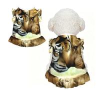 M Pet Sleeveless White Tiger And Lion (1) Print T-Shirt Skirt Clothes