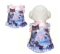 M Pet Sleeveless wolves family Print T-Shirt Skirt Clothes