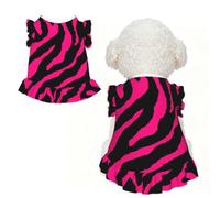M Pet Sleeveless Zebra Tiger Leopard pink Print T-Shirt for Dogs | Soft Stretchy Vest With Lace Skirt, Cute Dog Shirt For Chihuahua Yorkie French Bulldog Puppy Pet Outfit
