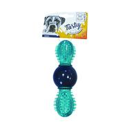 M-PETS Uranus Dog Treat Dispenser, Multiple Ridges Prevent Plaque, Tartar, Massage Gums, Built-in Loud Squeaker, Fill with Dry Treats, Peanut Butter, for Fetch, Suitable for Small Dogs, Blue
