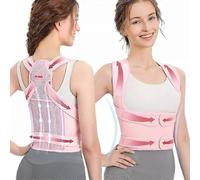(M, Pink) Adjustable Back Shoulder Posture Corrector Belt Clavicle Spine Support Reshape Your Body Home Office Sport Upper Back Neck Brace