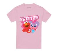 (M, Pink) Sesame Street Unisex Adult Sweeties Elmo & Abby Valentine's Day T-Shirt