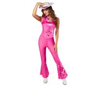 (M, Pink/Silver/White) Barbie Womens/Ladies Cowgirl Costume Set