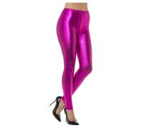 80s Disco Metallic Leggings Smiffys Pink M