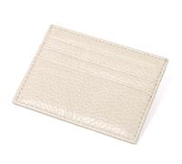 M-Plateau Credit Card Wallet, Super Slim Card Holder, Genuine Leather Wallet for Man and Women with 6 Card Slots and 1 Pocket, Off-White, Men's Wallet