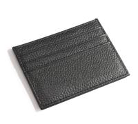 M-Plateau Credit Card Wallet, Super Slim Card Holder, Genuine Leather Wallet for Man and Women with 6 Card Slots and 1 Pocket, Black, Men's Wallet