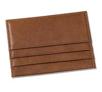 M-Plateau Credit Card Wallet, Super Slim Card Holder, Genuine Leather Wallet for Man and Women with 6 Card Slots and 1 Pocket, Tan, Men's Wallet