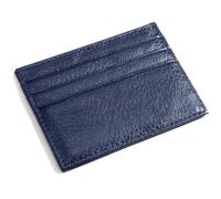 M-Plateau Genuine Leather Wallet, Super Slim Card Holder, Unisex Adults, Navy Blue, RFID Protected, 6 Card Slots, 1 Pocket