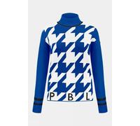 M Poivre Blanc Womens Rose Roll Neck Knit Sweater Blue Size