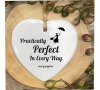 M Poppins Perfect In Every Way Quote Ceramic Heart Shape Plaque Gift Sign cr25