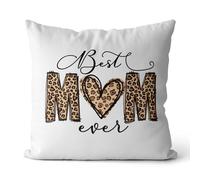 M-Qizi Best Mom Ever Gifts Pillow Covers 18x18, Mom Mother's Day Birthday Gifts from Sons Daughters Kids, Leopard Print Western Mama Decorative Throw Pillow Covers