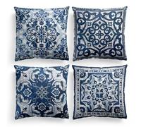 M-Qizi Blue Throw Pillows Covers for Couch, Decorative Pillow Covers 18x18 Set of 4, Blue and White Pillow Covers, Chinoiserie Pillow Cover, Chinoiserie Décor