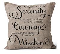M-Qizi Christian Decor Pillow Covers - Inspirational Gifts for Women, 18 X 18 Inch Inspirational Pillows, Serenity Prayer Gifts, Christian Room Decor, Prayer Room Decor