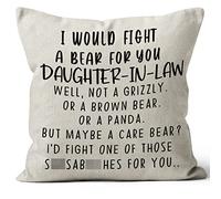 M-Qizi Daughter in Law Pillow Covers - 18 X 18 Inch Decorative Gifts for Birthday, Letter to Daughter in Law
