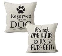 M-Qizi Decorative Dog Themed Throw Pillow Cover, 2 Pieces 18x18 inches Linen, Hidden Zipper for Dog Lovers