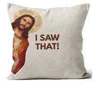 M-Qizi Jesus I Saw That Pillows Covers - Christian Gifts, 18 X 18 Inch Funny Throw Pillows Cover, Funny Pillows for Adults, Decorative Pillows Case, Christian Room Decor