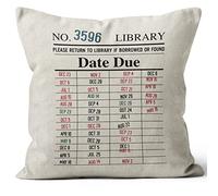 M-Qizi Library Cards Pillow Covers - Librarian Gifts, Decorative Book Pillow Case 18x18, Library Decor, Gifts for Librarians, Due Date Cards Pillow Covers