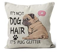M-Qizi Pug Gifts Pillow Covers - Pug Gifts for Pug Lovers, Pug Decor, Pugs Pillow, Pug Stuff, Dog Pillows Covers 18x18, It's Not Dog Hair It's Pug Glitter